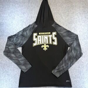 Zubaz NFL New Orleans Saints Mens Medium Black Camo Performance Hoodie Shirt